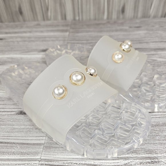 KARL LAGERFELD TulaRubberPool Slide Sandals Transparent Clear-Women's Size 7 NEW - Picture 2 of 15